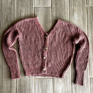 Sincerely Jules Button Up Mauve Knitted Cropped Cardigan Size S